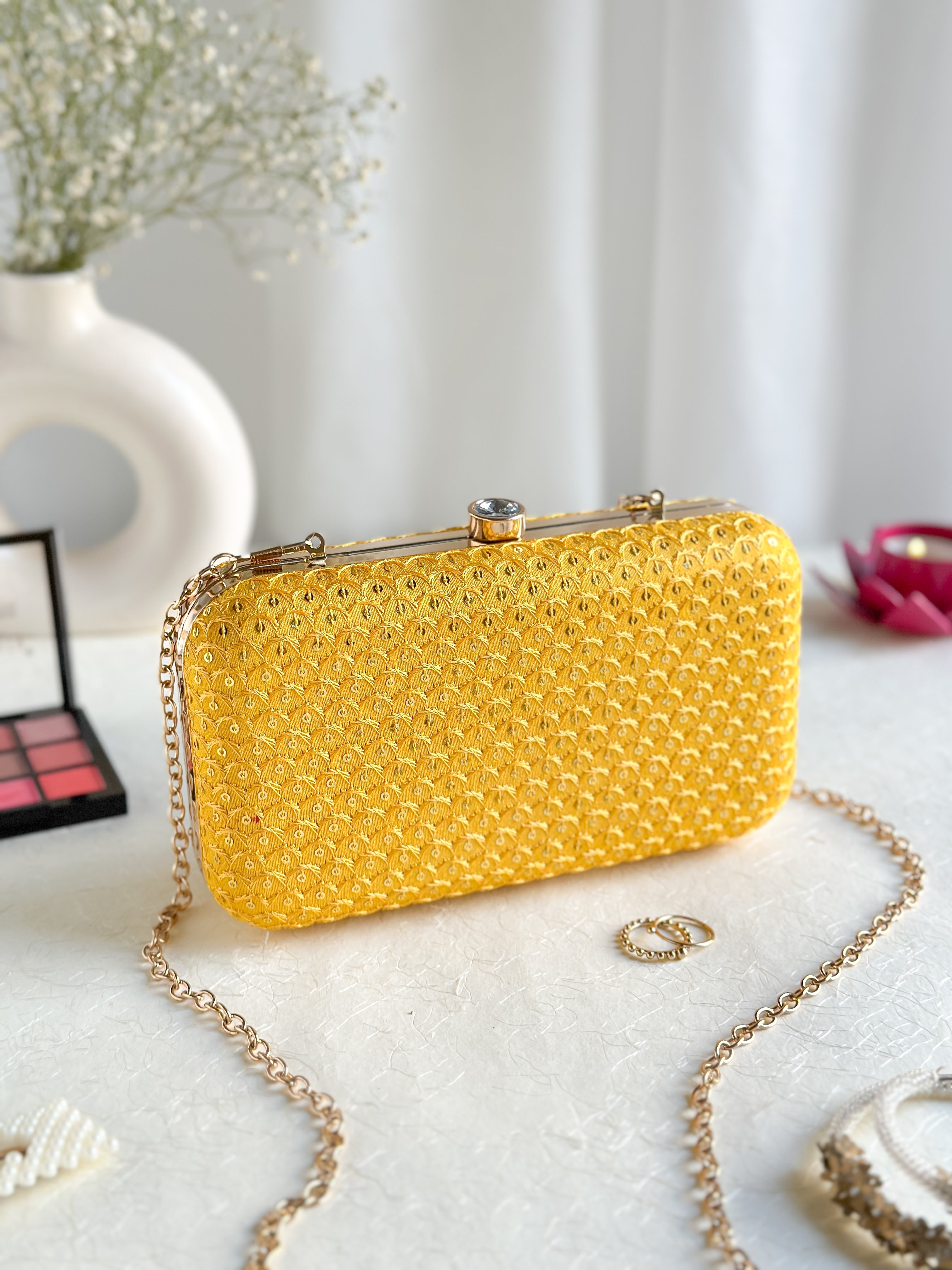 Nice-G Yellow Charm Clutch: Your Stylish Statement Piece